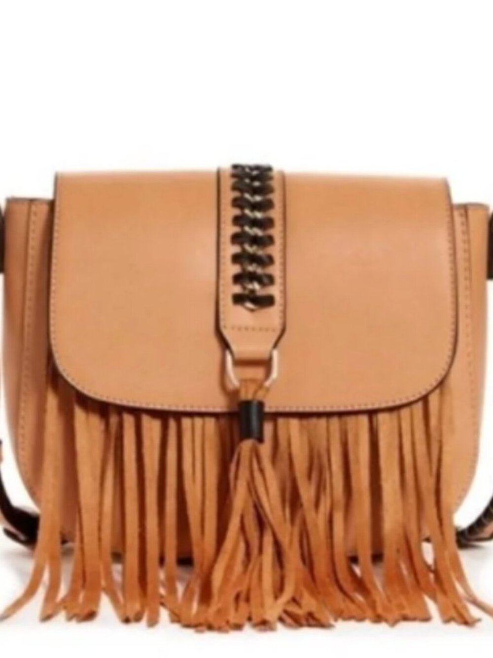 NWT Republic of Aces Indio Leather Fringe Saddle Bag Camel Dust Bag ROA102